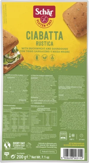 ΨΩΜΑΚΙΑ ΣΤΡΟΓΓΥΛΑ ΠΡΟΨΗΜΕΝΑ CIABATTA RUSTICA Χ/ΓΛ "SCHAR"- 200gr