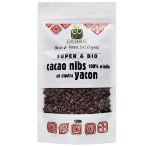 ΒΙΟΛΟΓΙΚΑ ΚΟΜΜΑΤΙΑ ΚΑΚΑΟ ΜΕ ΣΙΡΟΠΙ YACON ''GREENBAY''- 100gr