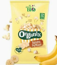 ΒΙΟΛΟΓΙΚΟ ΣΝΑΚ BANANA PUFFCORN Χ/ΓΛ "ORGANIX" - 4X10gr